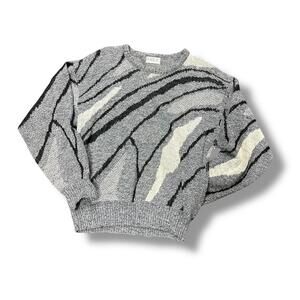 Vintage Abstract Grey Tone Knit Sweater